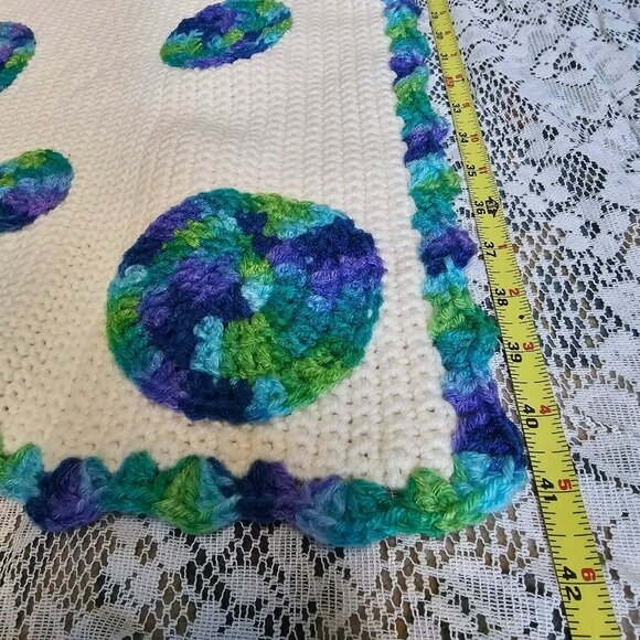 Handmade Granny Square Circles Crochet Afghan Baby Lap Blanket Throw 32x42" - Picture 7 of 7